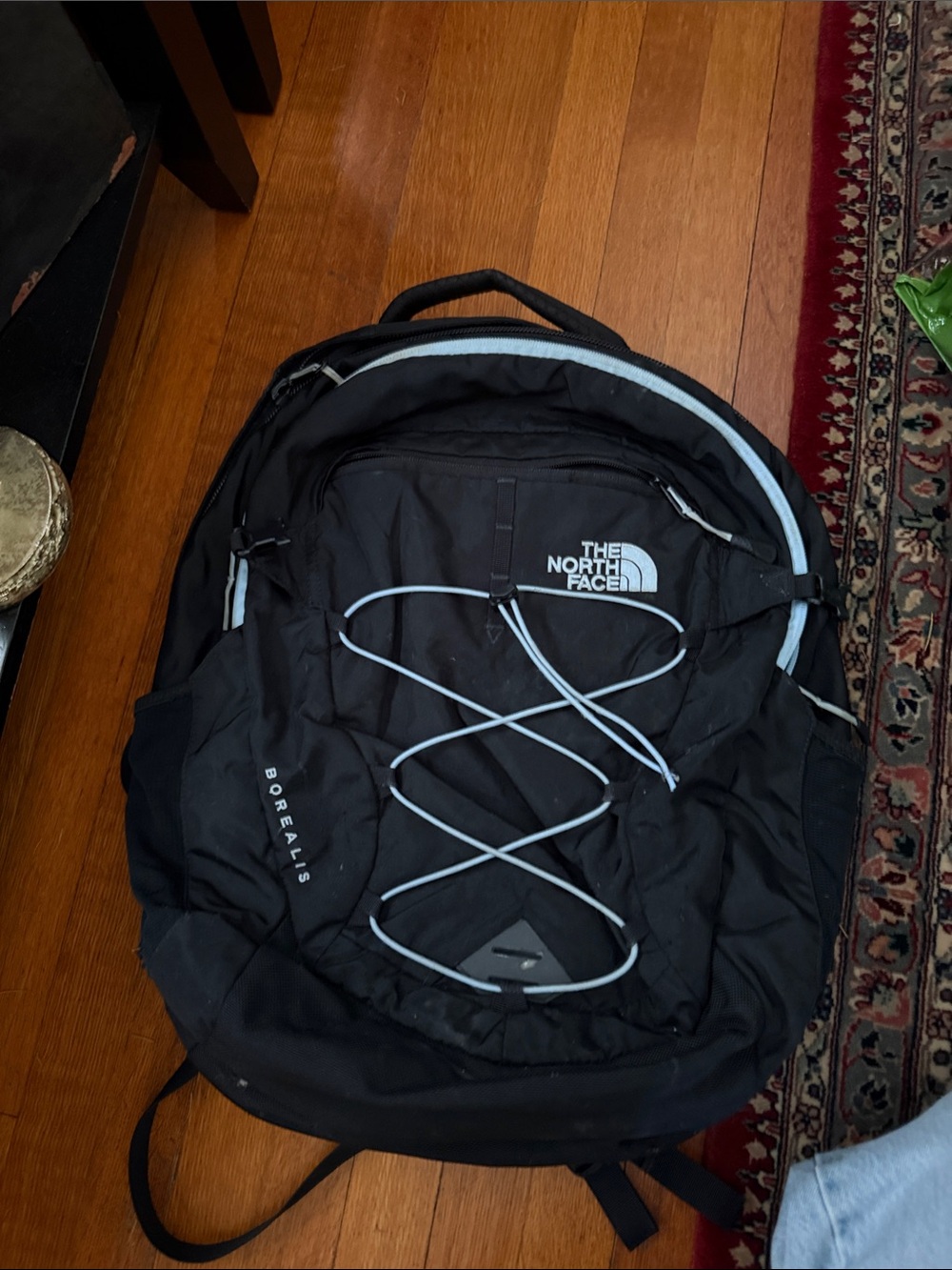 The North Face Black Men's Backpack with Light Gray Accents